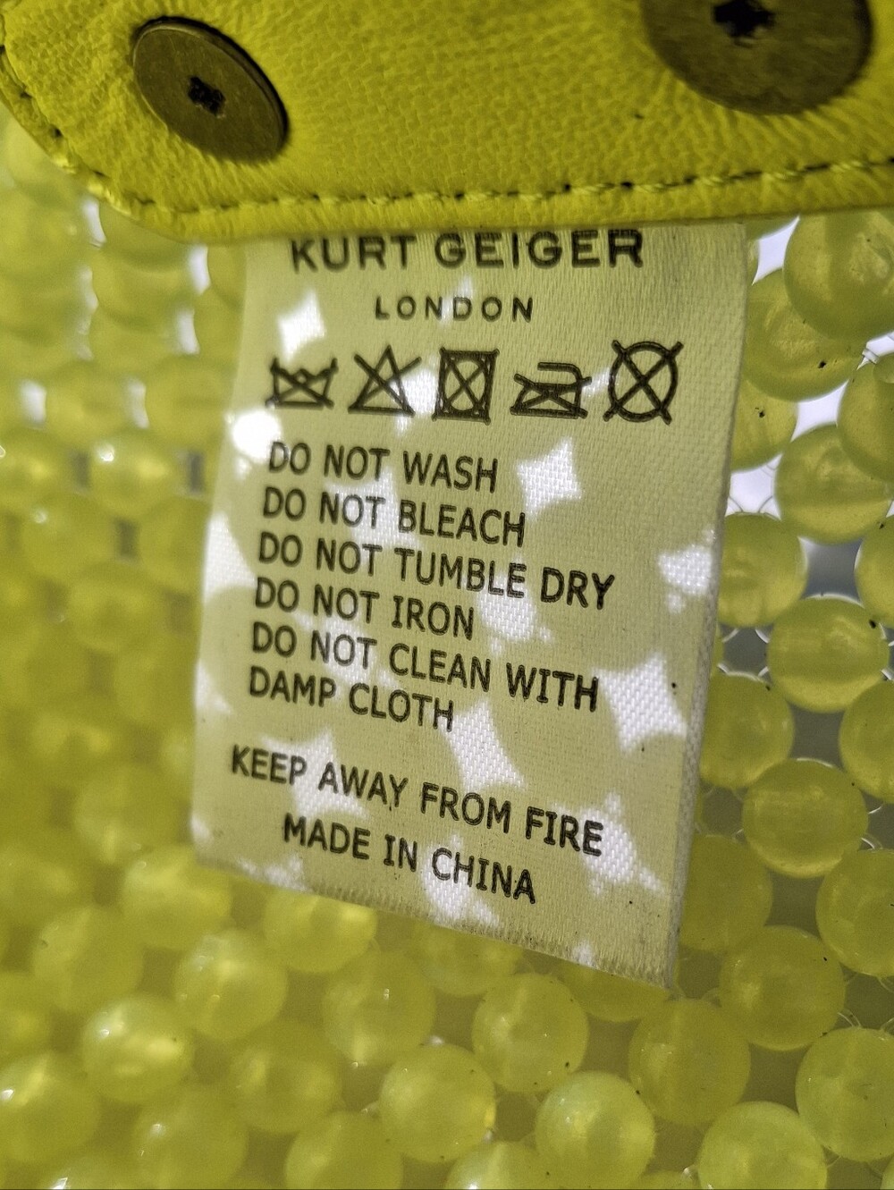 Kurt Geiger London Neon Yellow Beaded Kensington Shoulder Bag - Picture 10 of 13